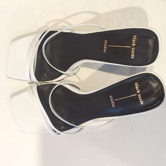 NWT Black Suede Studio Felicity Calfskin Strappy Slide Sandals - Picture 3 of 4